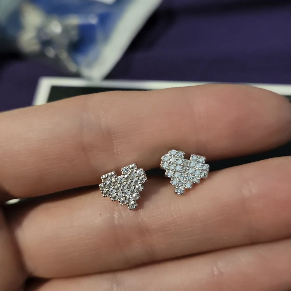 Macy's Heart Cubic Zirconia Silver Plated Stud Earrings
